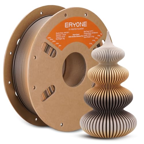 ERYONE Matte PLA 3D Drucker Filament 1.75mm, Matte Gradient Rainbow PLA, Maßgenauigkeit +/- 0.03 mm, 1 kg 1 Spule, Mattes mehrfarbiges PLA, Kaffee mit mattem Farbverlauf von ERYONE