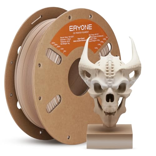 ERYONE Matte PLA 3D Drucker Filament 1.75mm, Matte Gradient Rainbow PLA, Maßgenauigkeit +/- 0.03 mm, 1 kg 1 Spule, Mattes mehrfarbiges PLA, Mattes Farbverlaufsfossil von ERYONE