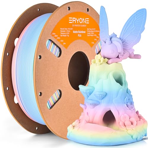 ERYONE Matte PLA 3D Drucker Filament 1.75mm,Multicolor Matte Rainbow PLA Filament, Maßgenauigkeit +/- 0.03 mm, 1 kg 1 Spule, Matter Rainbow Marcron von ERYONE