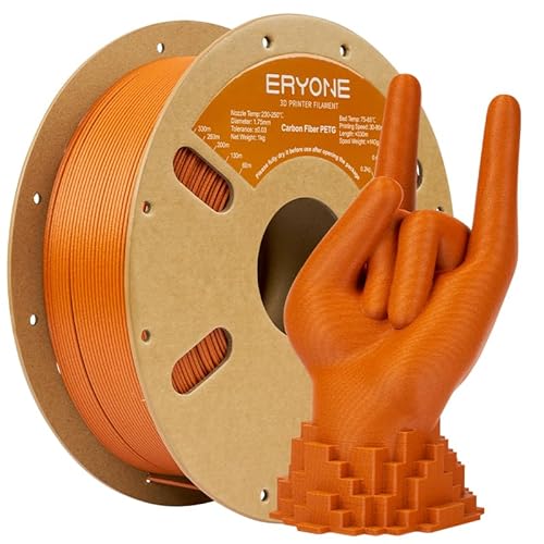 ERYONE PETG Carbon Fiber Filament 1.75mm +/- 0.03mm, PETG CF 3D Drucker Filament, 1kg Spool (2.2LBS), Orange von ERYONE