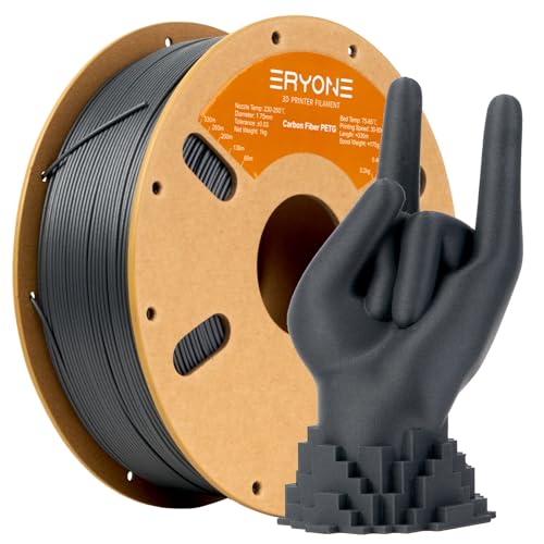 ERYONE PETG Carbon Fibre Filament 1.75mm +/- 0.03mm, for 3D Printer, 1 kg/Spool,Dunkelgrau von ERYONE