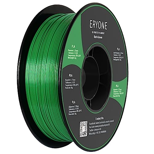 ERYONE PLA Filament 1.75 mm, 3D-Drucker Filament PLA, 0,03 mm, 1 kg/Spule, Dunkel Grün von ERYONE