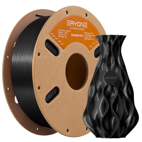 ERYONE PLA Filament 1.75 mm, 3D-Drucker Filament PLA, 0,03 mm, 1 kg/Spule, Helles Schwarz von ERYONE
