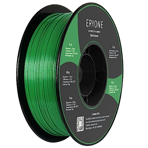 ERYONE PLA Filament 1.75 mm, 3D Drucker Filament PLA, Maßgenauigkeit +/- 0,03 mm 1 kg/Spule, Dunkel Grün von ERYONE