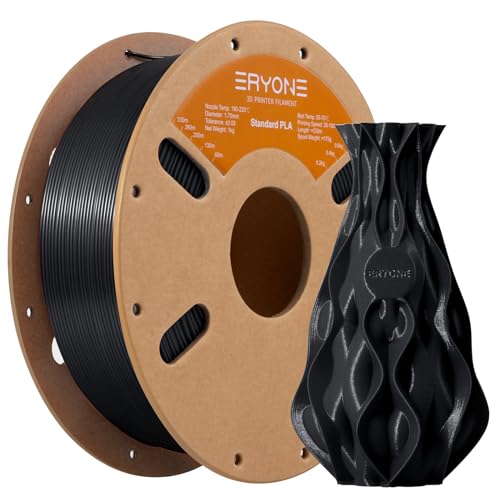 ERYONE PLA Filament 1.75 mm, 3D-Drucker Filament PLA, 0,03 mm, 1 kg/Spule, Pechschwarz von ERYONE