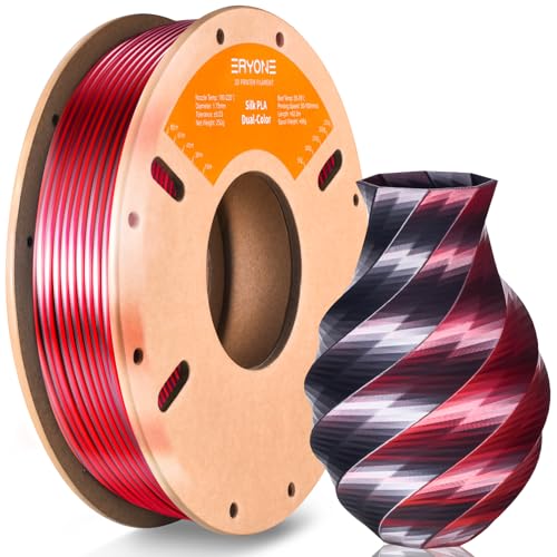 ERYONE PLA Silk Shiny 3D Drucker Filament 1.75mm, Dual Silk PLA Filament, Seide Zweifarbiges PLA +/- 0.03mm，250g(0.55lbs)/Spule, Schwarz Rot von ERYONE