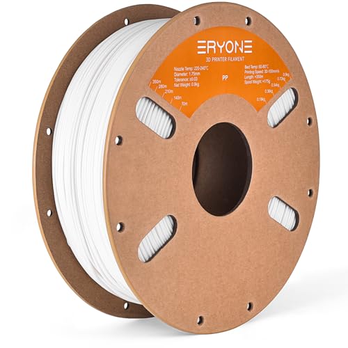 ERYONE PP Filament 1.75mm +/-0.03mm for 3D Printer, 900g/Spool, White von ERYONE