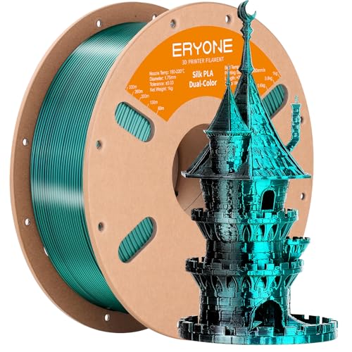 ERYONE Silk Dual Color Filament PLA 3D Printer 1.75mm, -0.03mm, Coextrusion Filament PLA Shiny Filament 1kg(2.2lbs), Green&Black von ERYONE