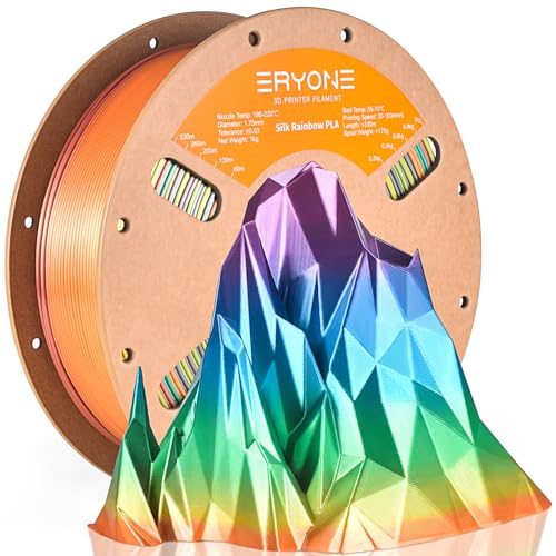 ERYONE Silk Rainobw PLA Filament PLA 1.75mm, 3D-Drucker Silk PLA Filament, 0,03 mm, 1kg /Spule, Mountain Mirage Rainbow von ERYONE