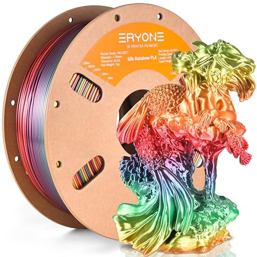 ERYONE Silk Rainobw PLA Filament PLA 1.75mm, 3D-Drucker Silk PLA Filament, 0,03 mm, 1kg /Spule, Palette Rainbow von ERYONE