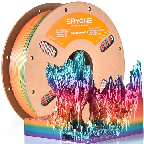 ERYONE Silk Rainobw PLA Filament PLA 1.75mm, 3D-Drucker Silk PLA Filament, 0,03 mm, 1kg /Spule, Waterfall Rainbow von ERYONE