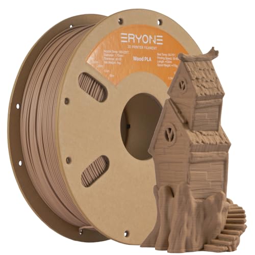 ERYONE Spezielles PLA Filament 1,75mm +/-0,03mm, 3D-Druck-Filament PLA 1,75 mm f¨¹r 3D-Drucker und 3D-Stifte, 1kg/Spule, Dunkles Holz von ERYONE