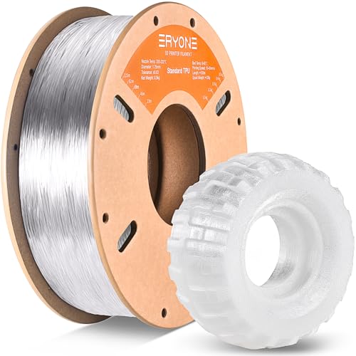ERYONE TPU Filament 1.75mm, 3D Drucker Filament TPU 0.5kg 1 Spool, -0.05mm, Transparent von ERYONE