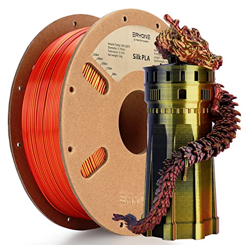 ERYONE Tri Color Silk PLA Filament 1.75mm, 3D Printer Filament PLA +/-0.03mm 1KG/Spool, Seide Rot Gold Schwarz von ERYONE