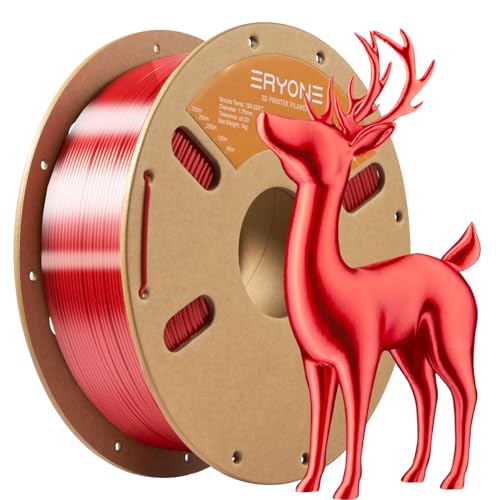 ERYONE Ultra Silk PLA Filament voor 3D Druker, 1.75mm+/-0.03mm, 1kg/Spool, Rot-Rot von ERYONE