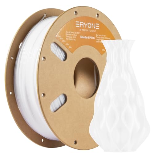 ERYONE PETG Filament 1,75 mm, 3D Drucker Filament PETG, 0,03 mm, 1 kg/Spule (B-Weiß) von ERYONE