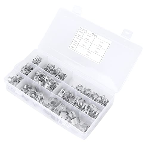 ERYUE 160pcs Schlauchklemmen 304 Edelstahl, Anti -Korrosionsclipfeder für Rohr, Geeignet für die Kraftstoffrohrlinie, Schlauchclip, Stahlclip, Rohrclip von ERYUE