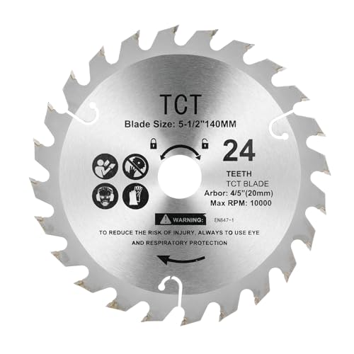 ERYUE 5-1/2 Zoll 140 mm Kreissägeblatt 24 Zähne Holztrennscheibe zum Schneiden von hartem, weichem Holz, Spanplatten und Sperrholz von ERYUE