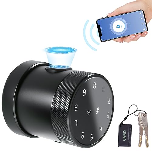 ERYUE 5-in-1 Entsperren Smart Door Lock Keylentry Biometrische Türknauf mit Tastatur BT App Fernbedienungskennwort Fingerabdrucktür Schloss mit IC-Karte Al Key für Home Apartment Hotel (Schwarz) von ERYUE