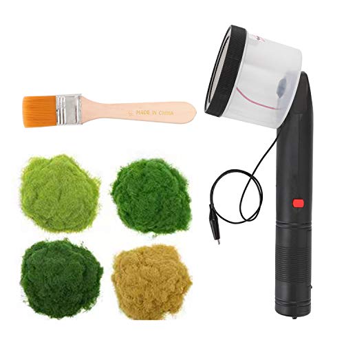 ERYUE Beflockungsapplikator-Set,ABS Anti-Rutsch-Griff Mini Static Grass Flocking Applicator mit 4 Farben Grasspulver für DIY Scenic Modeling Sand Tisch von ERYUE