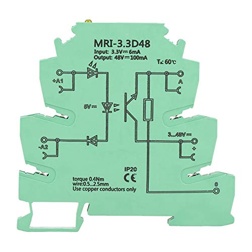 ERYUE MRI-230A48 OPTOCOUPLER ISSISATION SPLC-Relaismodulschalter 3.3VDC-Eingang 3-48VDC-Ausgang 100 MA 300 Hz mit Gelbe LED & DIN-Schieneninstallation für die Industrielle von ERYUE