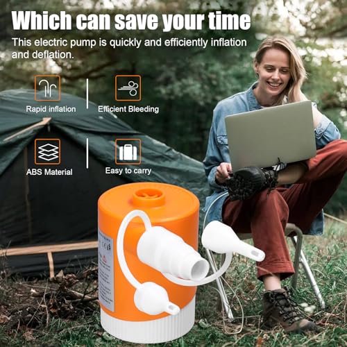 ERYUE Multifunktional Tragbarer Kordlelektrischer Inflator USB-Reabel 2-in-1-Outdoor-Inflation und Deflationspumpe 5000pa Handheld SwimmingMattrinflator (Orange) von ERYUE