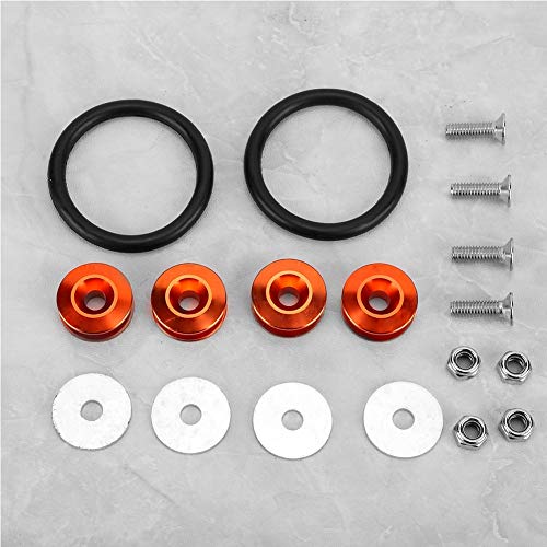 ERYUE Robus Leichtes, Robustes Schnellfreisetzungsfaden, Aviation Aluminium -Legierungskit mit Gummi -Ringen für Auto Stoßstangenstamm -Schlammschutzdeckel, Verbesserung der Ästhetik (Orange) von ERYUE