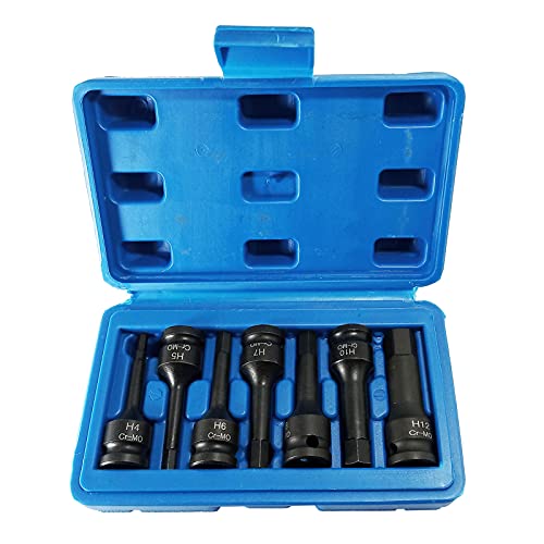 ERYUE Schlag-Steckschlüsselsatz,7 stücke Impact Socket Bit Set 3/8-zoll-antrieb Chrom Molybdän Stahl Innensechskant Metric Inbus Impact Spline Socket Bit Set (4mm-12mm) von ERYUE