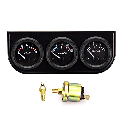 ERYUE Triple Gauge Kit 2-inch(52mm) 3-in-1 Volt Meter Water Temperature Meter Oil Pressure Meter Universal for 12V Cars von ERYUE