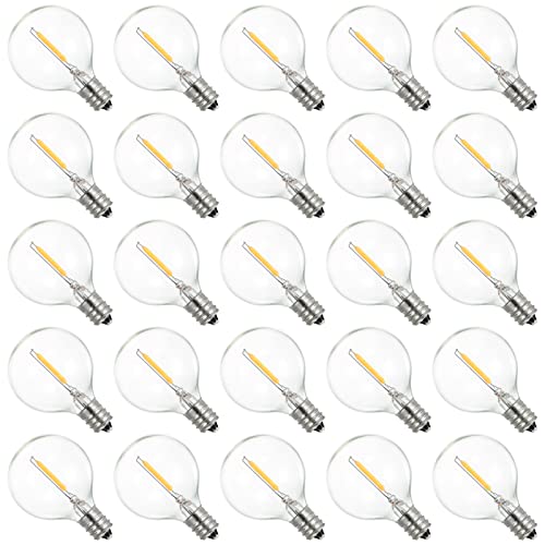 ERYUE Warmweiße Glühbirne,AC230V Globe LEDs G40 Glühbirne Lampe 25 Packungen E12 Sockel Fassung Halter IP44 Wasserbeständigkeit Warmweiß für Lichterkette Zuhause Party Dekoration Hochzeit tragbar von ERYUE