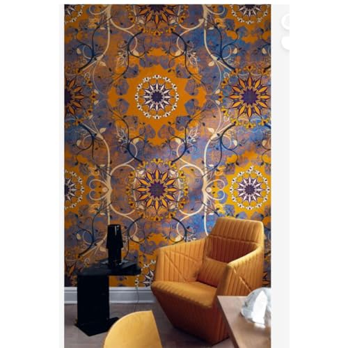 ERZAXI Teppiche für Den Innenbereich, Vintage Blumen Boho Stil Wohnzimmer Teppich, Fusselfrei Großer Teppich, Blau, Terrakotta 200 * 300cm von ERZAXI