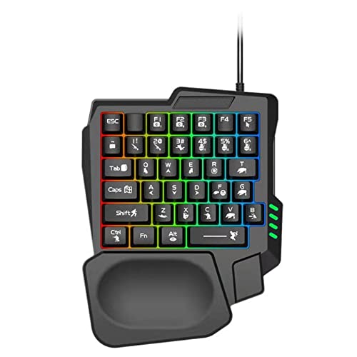 ERZU Einhand-Tastatur, Linkshänder-Tastatur, -Tastatur mit 35 Tasten, RGB-Hintergrundbeleuchtung, ergonomische Tastatur, tragbar für Laptop Desktop ERZU Einhand-Tastatur, Linkshänder-Tastatur, -Tastatur mit 35 Tasten, RGB-Hintergrundbeleuchtung, ergonomische Tastatur, tragbar für Laptop Desktop von ERZU