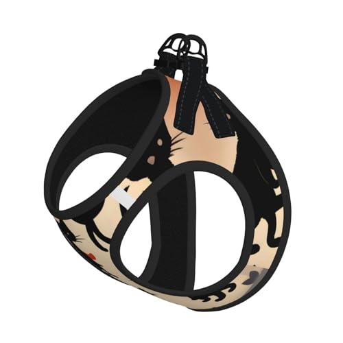 Happy Walking Katzengeschirr-Set mit Katzenmotiv, reflektierend, verstellbar, ausbruchsicher, mit weichem, atmungsaktivem Netzgewebe, für kleine Haustiere und Kätzchen, Welpen von ERhoug
