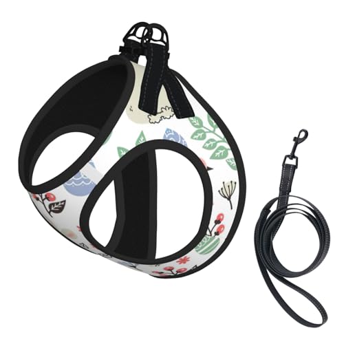 Hundegeschirr mit Blumen-Hasen-Vogel-Aufdruck, reflektierend, verstellbar, ausbruchsicher, mit weichem, atmungsaktivem Netzgewebe, für kleine Haustiere und Kätzchen, Welpen Hundegeschirr mit Blumen-Hasen-Vogel-Aufdruck, reflektierend, verstellbar, ausbruchsicher, mit weichem, atmungsaktivem Netzgewebe, für kleine Haustiere und Kätzchen, Welpen von ERhoug