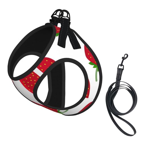 Hundegeschirr mit Erdbeermuster, reflektierend, verstellbar, ausbruchsicher, mit weichem, atmungsaktivem Netzgewebe, für kleine Haustiere und Kätzchen, Welpen Hundegeschirr mit Erdbeermuster, reflektierend, verstellbar, ausbruchsicher, mit weichem, atmungsaktivem Netzgewebe, für kleine Haustiere und Kätzchen, Welpen von ERhoug