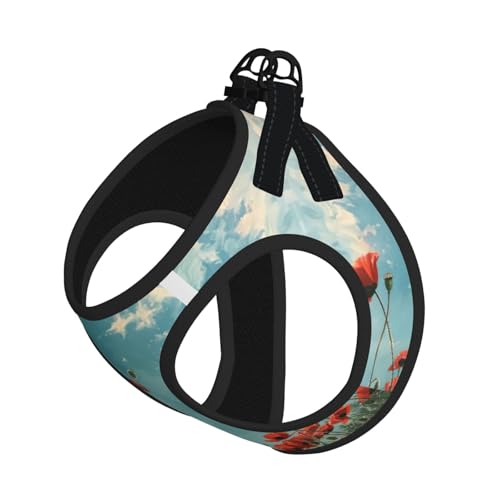 Hundegeschirr mit Mohnblumen auf blauem Himmel, reflektierend, verstellbar, ausbruchsicher, mit weichem, atmungsaktivem Netzgewebe, für kleine Haustiere und Kätzchen, Welpen Hundegeschirr mit Mohnblumen auf blauem Himmel, reflektierend, verstellbar, ausbruchsicher, mit weichem, atmungsaktivem Netzgewebe, für kleine Haustiere und Kätzchen, Welpen von ERhoug