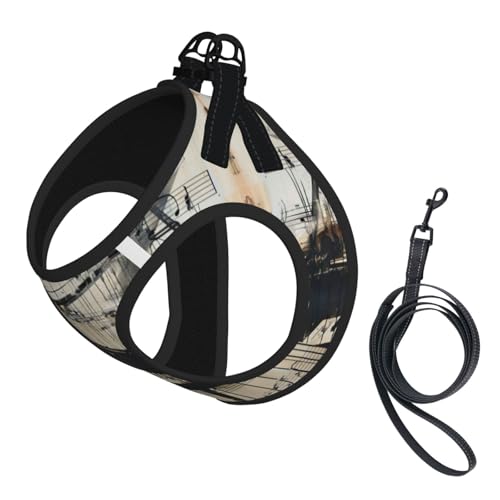Hundegeschirr mit Notenaufdruck, reflektierend, verstellbar, ausbruchsicher, mit weichem, atmungsaktivem Netzgewebe, für kleine Haustiere und Kätzchen, Welpen Hundegeschirr mit Notenaufdruck, reflektierend, verstellbar, ausbruchsicher, mit weichem, atmungsaktivem Netzgewebe, für kleine Haustiere und Kätzchen, Welpen von ERhoug