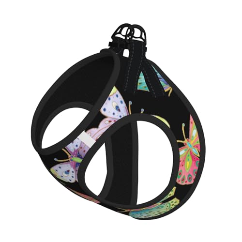 Hundegeschirr mit Schmucksteinen und Schmetterlings-Aufdruck, reflektierend, verstellbar, ausbruchsicher, mit weichem, atmungsaktivem Netzgewebe, für kleine Haustiere und Kätzchen, Welpen von ERhoug