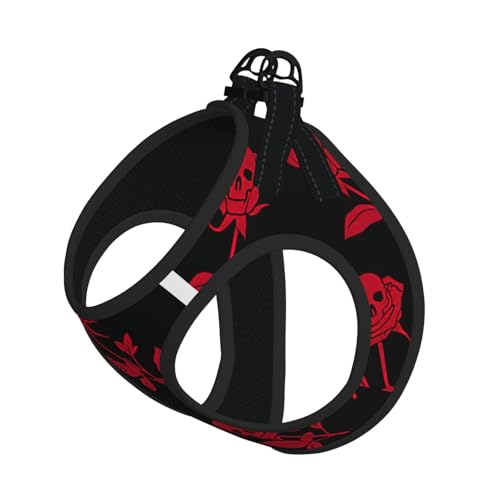 Hundegeschirr mit Totenkopf-Rosen-Druck, reflektierend, verstellbar, ausbruchsicher, mit weichem, atmungsaktivem Netzgewebe, für kleine Haustiere und Kätzchen, Welpen Hundegeschirr mit Totenkopf-Rosen-Druck, reflektierend, verstellbar, ausbruchsicher, mit weichem, atmungsaktivem Netzgewebe, für kleine Haustiere und Kätzchen, Welpen von ERhoug