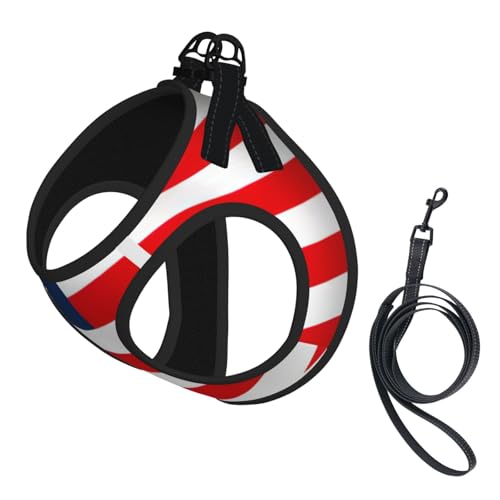 Hundegeschirr mit amerikanischer Flagge, patriotischer Druck, reflektierend, verstellbar, ausbruchsicher, mit weichem, atmungsaktivem Netzgewebe, für kleine Haustiere und Kätzchen, Welpen von ERhoug