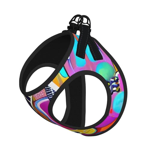 Hundegeschirr mit buntem Akustik- und Gitarren-Druck, reflektierend, verstellbar, ausbruchsicher, mit weichem, atmungsaktivem Netzgewebe, für kleine Haustiere und Kätzchen, Welpen Hundegeschirr mit buntem Akustik- und Gitarren-Druck, reflektierend, verstellbar, ausbruchsicher, mit weichem, atmungsaktivem Netzgewebe, für kleine Haustiere und Kätzchen, Welpen von ERhoug