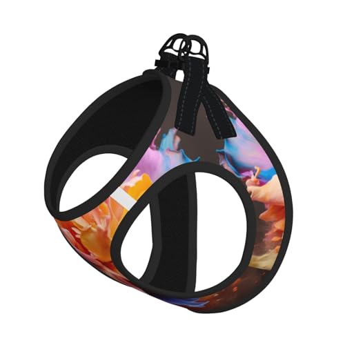Hundegeschirr mit farbigem Blumendruck, reflektierend, verstellbar, ausbruchsicher, mit weichem, atmungsaktivem Netzgewebe, für kleine Haustiere und Kätzchen von ERhoug