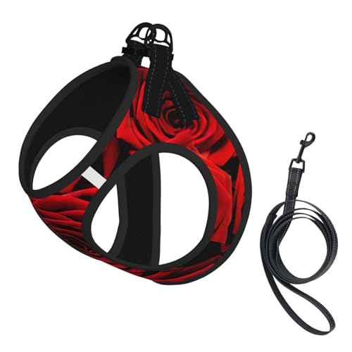 Hundegeschirr mit roten Rosen und Blumendruck, reflektierend, verstellbar, ausbruchsicher, mit weichem, atmungsaktivem Netzgewebe, für kleine Haustiere und Kätzchen, Welpen Hundegeschirr mit roten Rosen und Blumendruck, reflektierend, verstellbar, ausbruchsicher, mit weichem, atmungsaktivem Netzgewebe, für kleine Haustiere und Kätzchen, Welpen von ERhoug