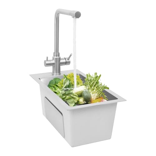 ERnonde - Kleine Küchenspüle, Edelstahlspüle Rechteckig Spülbecken Mit Wasserhahn für kleine Küchen und kleine Kücheneinheiten mit begrenztem Platz, 50x28x21 cm, 1 Becken (Silber) von ERnonde