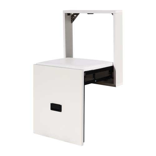 ERnonde - Schuhwechselhocker, Faltbarer Wandhocker Wandklappstuhl, Wandmontierter Klappstuhl Wand Badewannensitz für Schuhschranks, Eingang, Krankenhäusern, Pflegeheimen (Reines Weiß) von ERnonde
