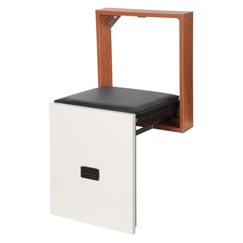 ERnonde - Schuhwechselhocker, Faltbarer Wandhocker Wandklappstuhl, Wandmontierter Klappstuhl Wand Badewannensitz für Schuhschranks, Eingang, Krankenhäusern, Pflegeheimen (Schwarz&Weiß&Holz) von ERnonde