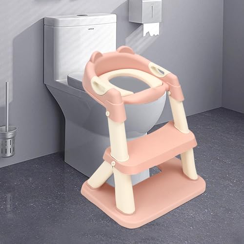 Toilettensitz, Toilettentrainer mit Treppe und Griffe, Faltbar Kinder WC Sitz Toilette Toilettentrainer für Kleinkinder Jungen und Mädchen von ERnonde