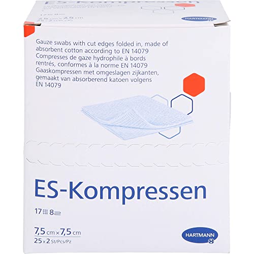 ES-Kompressen 4017236 Kompressen, steril, 8-fach 7,5 x 7,5 cm (2-er Pack) von Hartmann