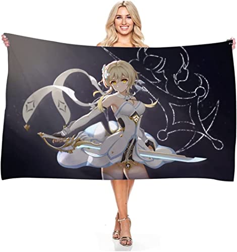 ESAAH Anime Badetuch, Strandtuch, Genshin Impact 3D Bedruckte,mikrofaser,Campinghandtuch Badehandtuch Schnelltrocknende Handtüch (A3,70x150cm) von ESAAH