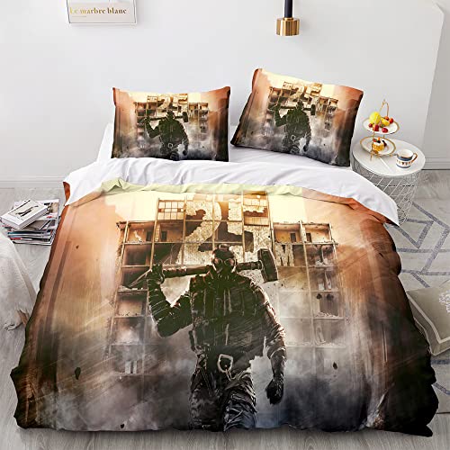 ESAAH Anti Terror Force Rainbow Six Bettbezug+Kissenbezüge Mit Reißverschluss Mikrofaser Bettwäsche Set ，für Jugendliche Kind (A8,155x220cm+80x80cmx2) von ESAAH